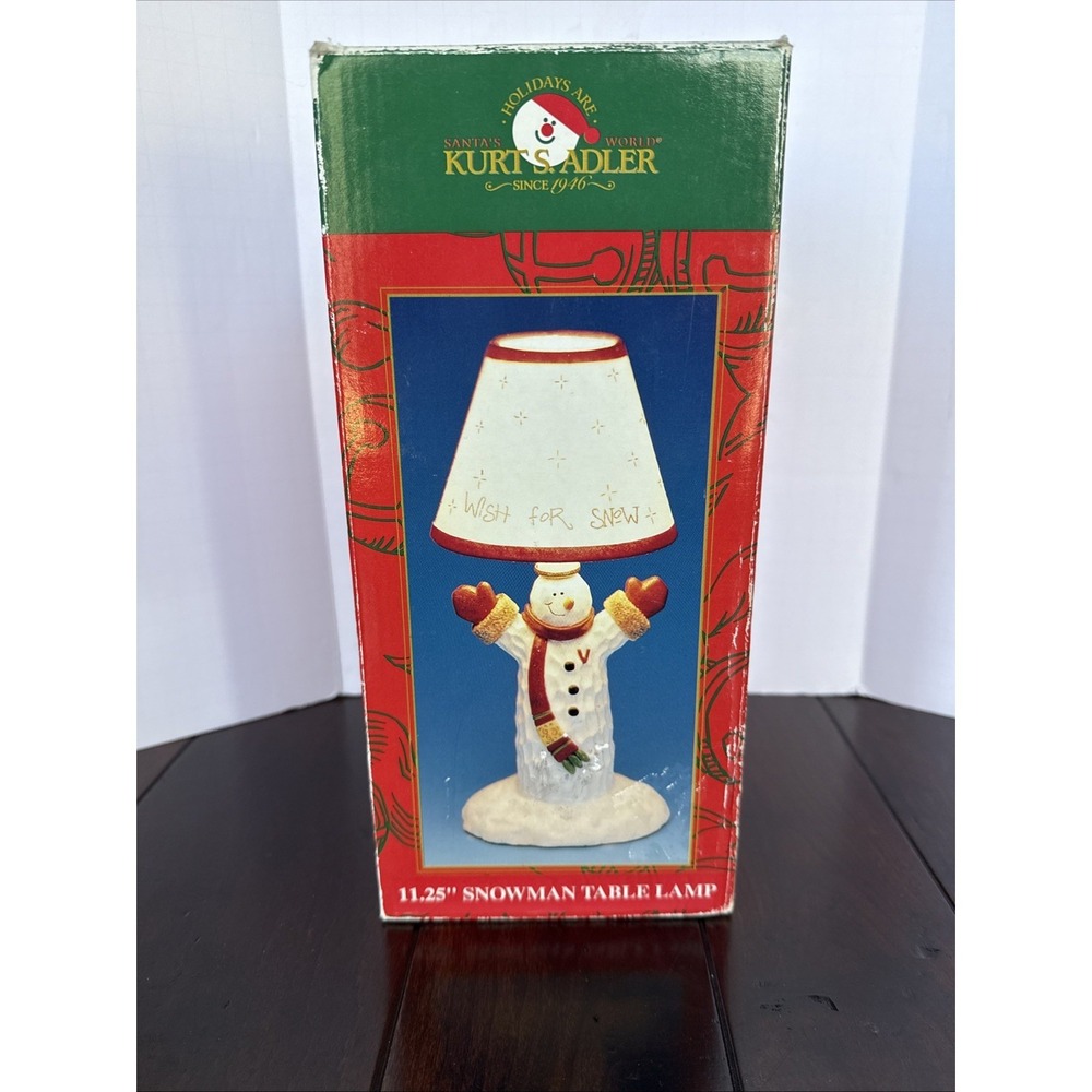 KURT ADLER Table Lamp WISH FOR SNOW Adorable Christmas 11.25" Vintage EUC